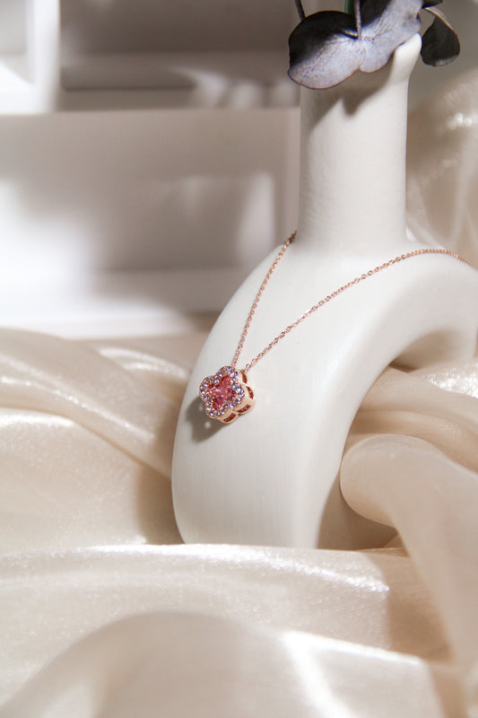 Isobel Pink Clover Necklace
